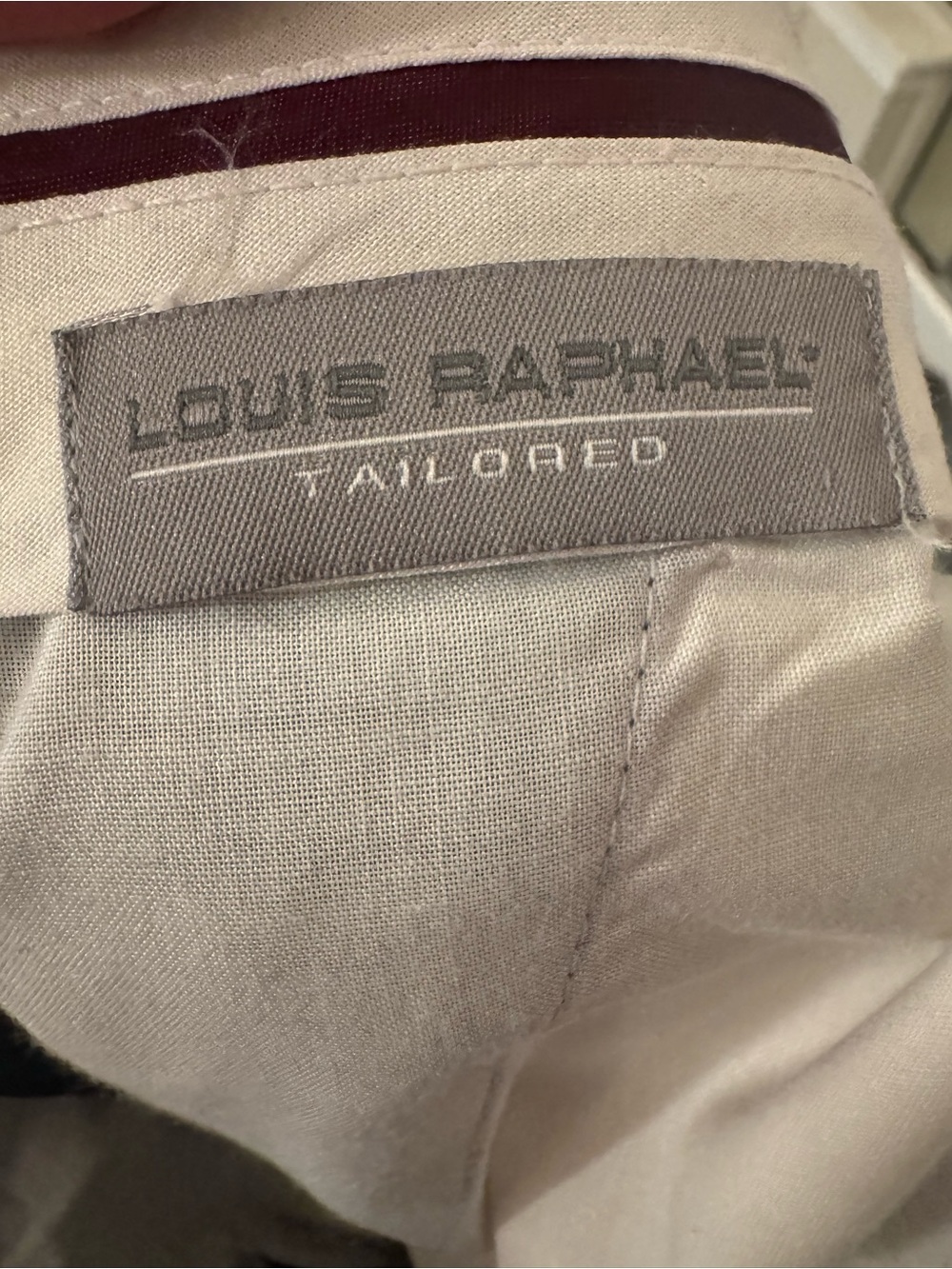 Louis Raphael Tailored Men’s Pants — Beige with Burgundy Trim